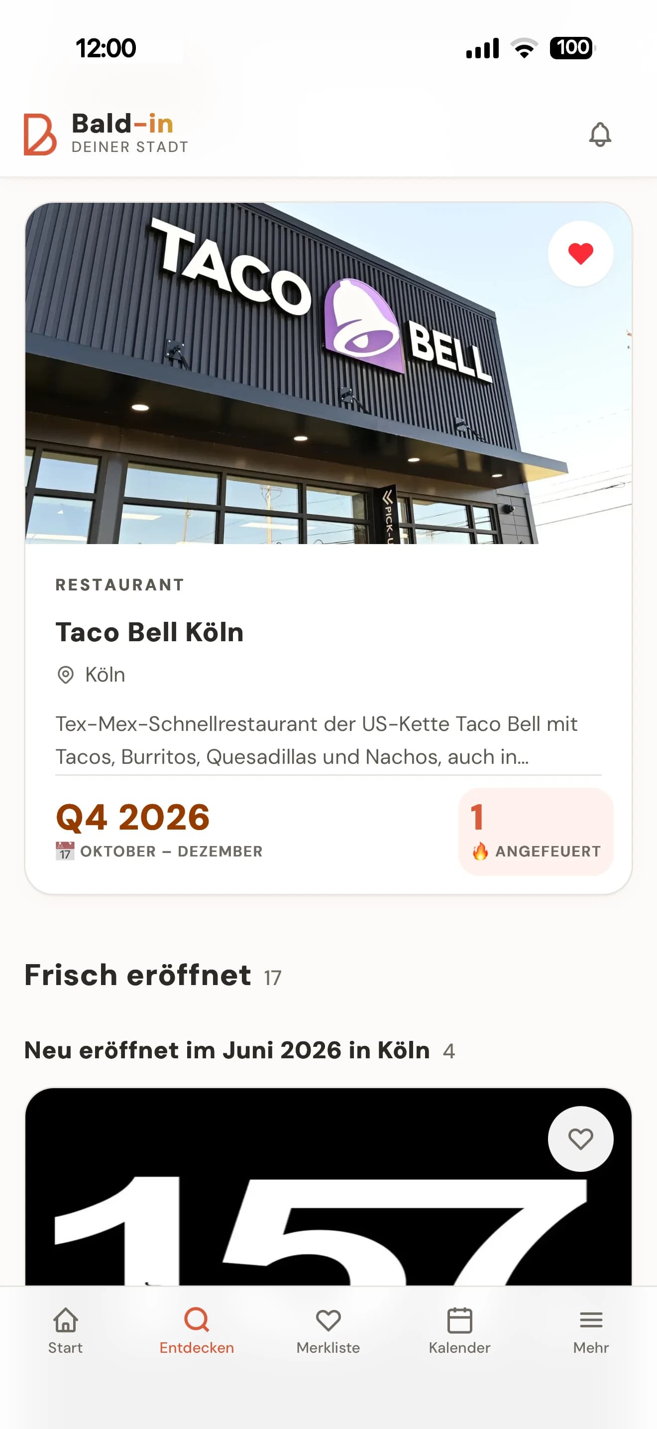 Bald-in App — Entdecken