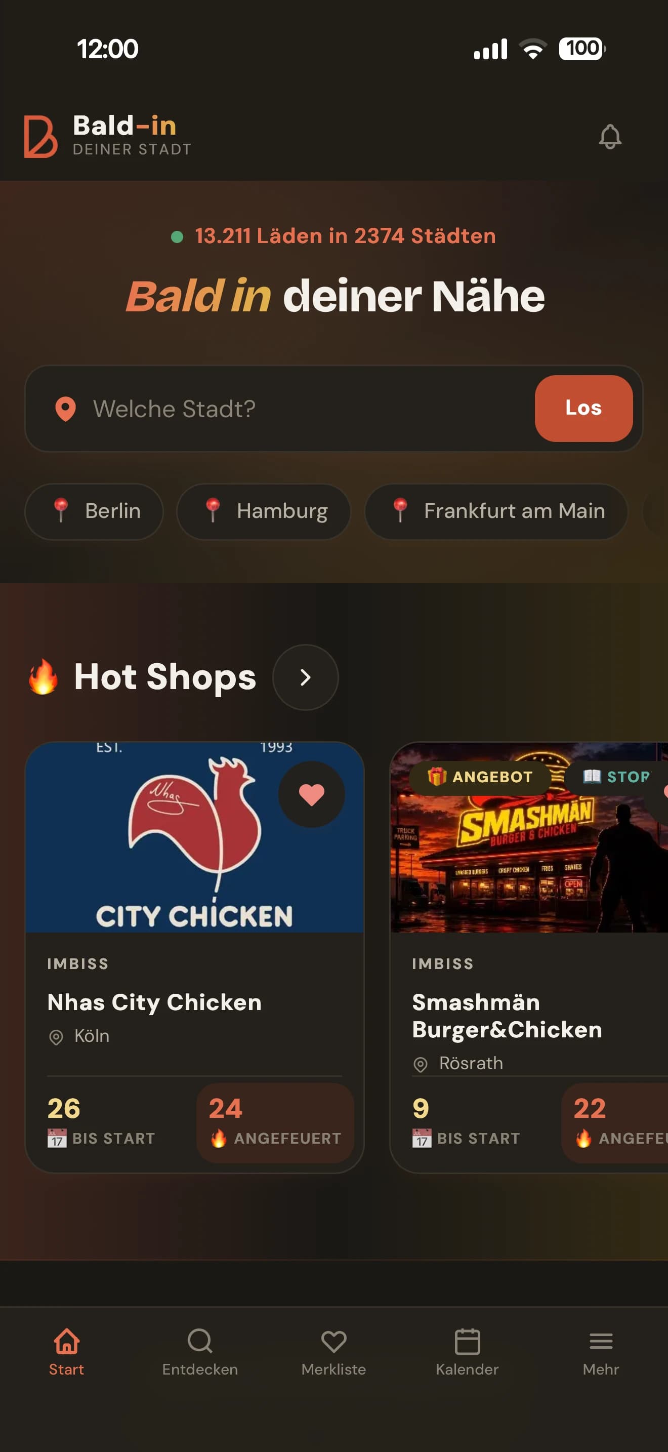 Bald-in App — Startseite